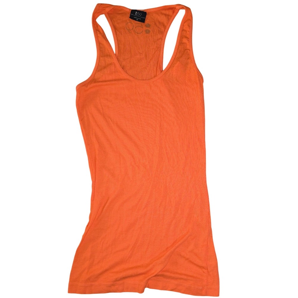 NWOT M SPLITS 59 :59 FIFTY NINE Orange Racerback Tank Top Ribbed Casual tencel